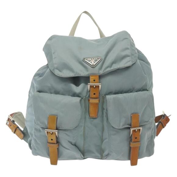 PRADA Backpack Nylon Light Blue Silver - Picture 2 of 13